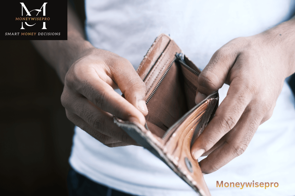  Hands holding an empty wallet showing financial strain and budgeting challenges