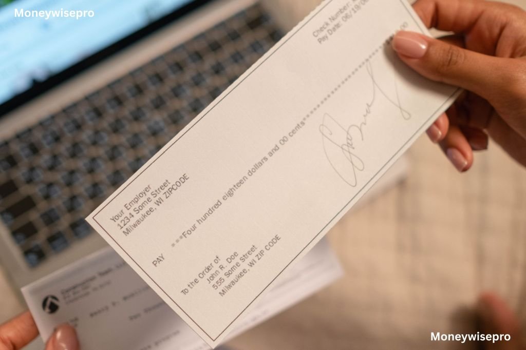 person depositing a paper check into a bank account
