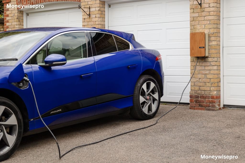 Electric vehicle plugged into a home charger, tied to new state EV registration surcharges