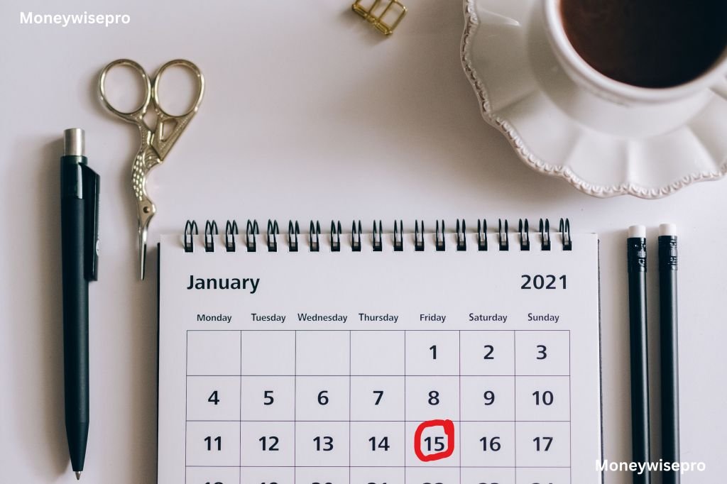 A calendar shows a circled date next to a coffee cup on a desk.
