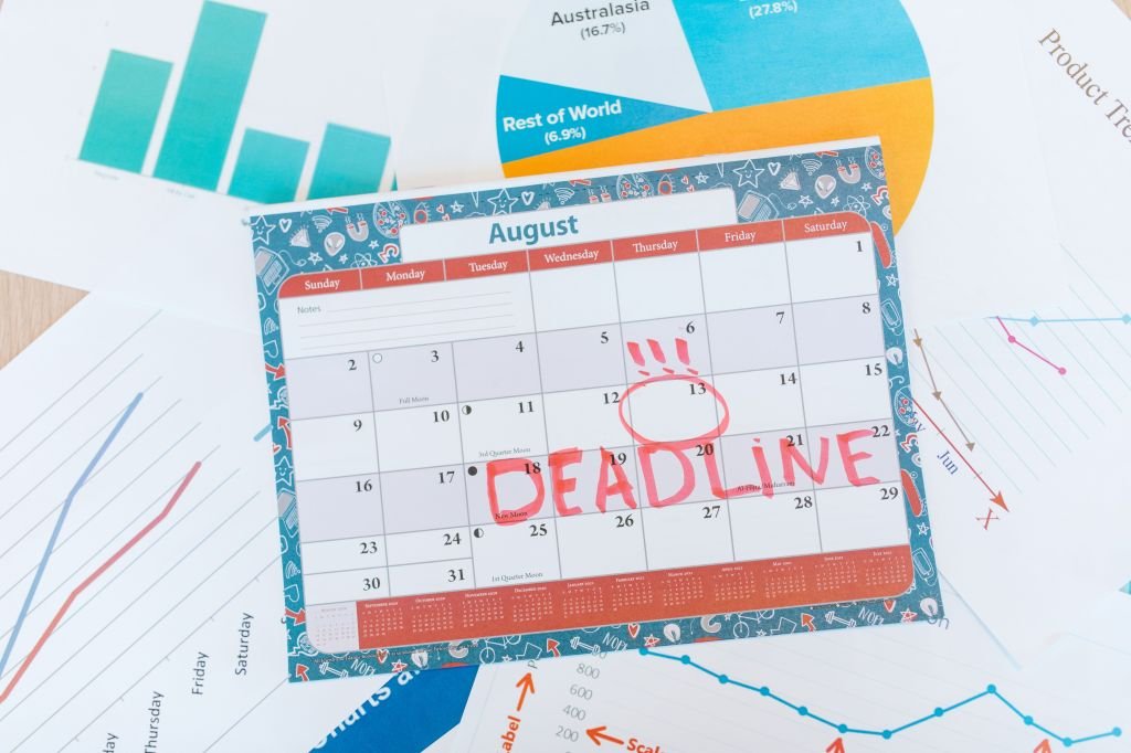 A calendar representing a fixed weekly routine for checking finances