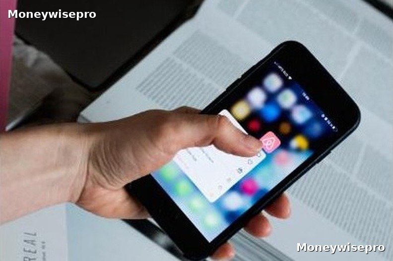 Hand holding a smartphone open to a hotel booking app screen